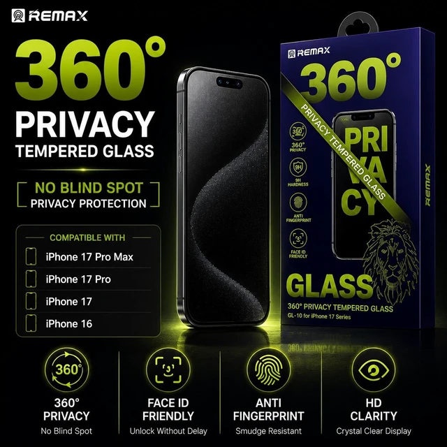 Alt view image 2 of 6 - REMAX Privacy Tempered Glass Screen Protector for iPhone 18 Pro Max