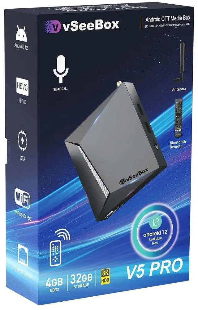 Alt view image 2 of 6 - Vseebox V5 Pro 6K Ultra HD Streaming Media Player with Voice Control, HDMI & Ethernet