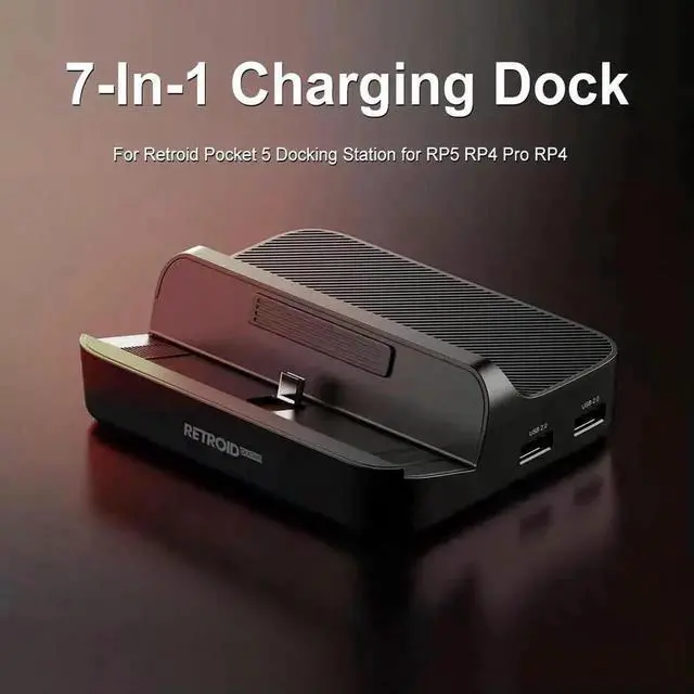 Alt view image 4 of 7 - 7In1 Docking Station for Retroid Pocket 5, USBC Dock with 4K@60Hz HDMI, Gigabit LAN, 3×USB3.0, 2×USB2.0, PD Charging, RP5/RP4 Pro/RP4 Gaming Console Dock Accessories