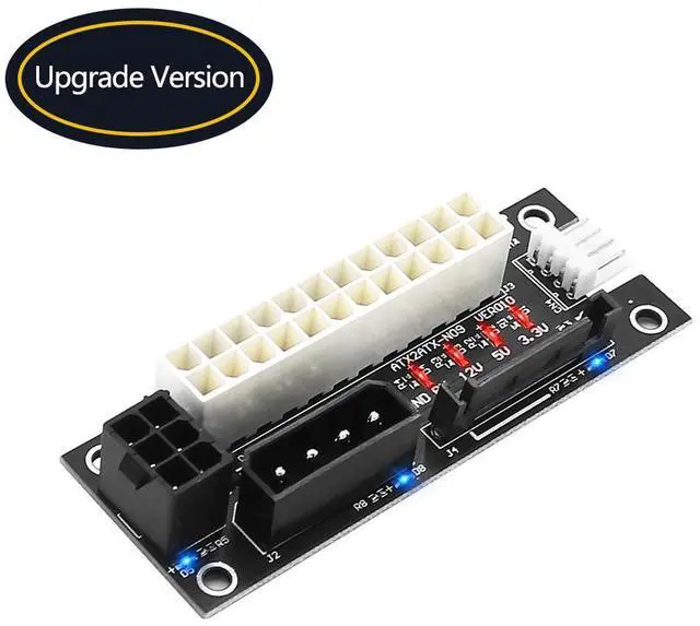 Alt view image 6 of 6 - Dual PSU Power Adapter Board, ATX 24Pin to Molex 4Pin/SATA/6Pin Sync Extender Cable, Add2psu Dual Power Supply Synchronization Cable for GPU Graphics Card