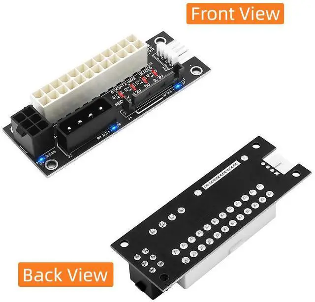 Alt view image 5 of 6 - Dual PSU Power Adapter Board, ATX 24Pin to Molex 4Pin/SATA/6Pin Sync Extender Cable, Add2psu Dual Power Supply Synchronization Cable for GPU Graphics Card