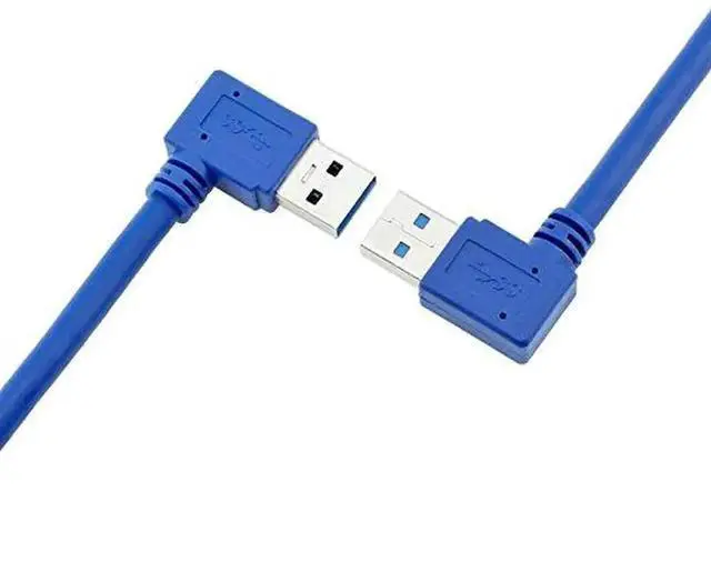 Alt view image 3 of 6 - 90-Degree USB-A 3.0 Extension Cable 2-Pack, 1 Left & 1 Right Angle Male to Female, 30cm (1ft) Blue, SuperSpeed 5Gbps Data Transfer & Charging Cord
