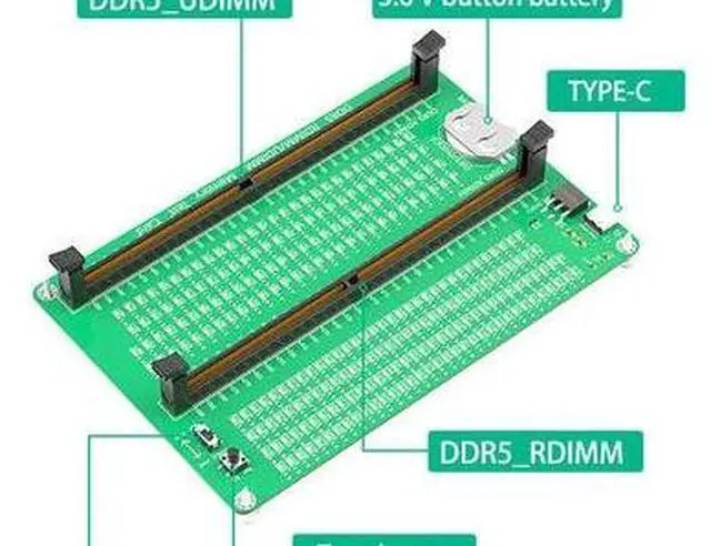 Main image of DDR5 RDIMM/UDIMM Memory Tester, Long Latch LED Indicator Memory Test Card, Type-C & Battery Powered Diagnostic Board for Desktop Server DDR5 Memory Repair