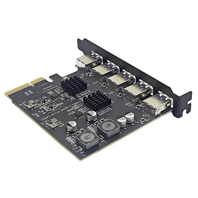 Alt view image 4 of 4 - 5-Port PCIe USB 3.2 Gen 2 Expansion Card, PCI-E X4 to USB 3.1 Gen2 10Gbps Adapter, 3×USB-C & 2×USB-A Hub Controller for Desktop PC