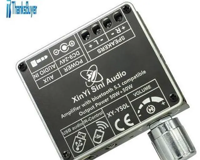 Main image of XY-Y50L Stereo Audio Power Amplifier Board Module, Bluetooth 5.1, AUX USB Dual Channel, 50W+50W HiFi, Infrared Remote Control for DIY Speakers
