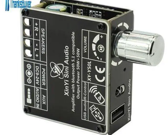 Alt view image 2 of 7 - XY-Y50L Stereo Audio Power Amplifier Board Module, Bluetooth 5.1, AUX USB Dual Channel, 50W+50W HiFi, Infrared Remote Control for DIY Speakers