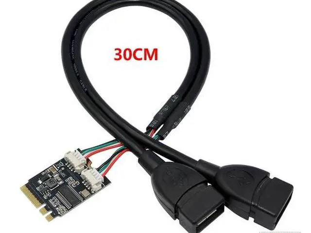 Alt view image 2 of 3 - M.2 Key A/E to Dual USB 2.0 Riser Card, GL850 Chip M2 WiFi Slot to 2-Port USB Adapter with 30cm Extension Cable for Laptop Mini PC Motherboard