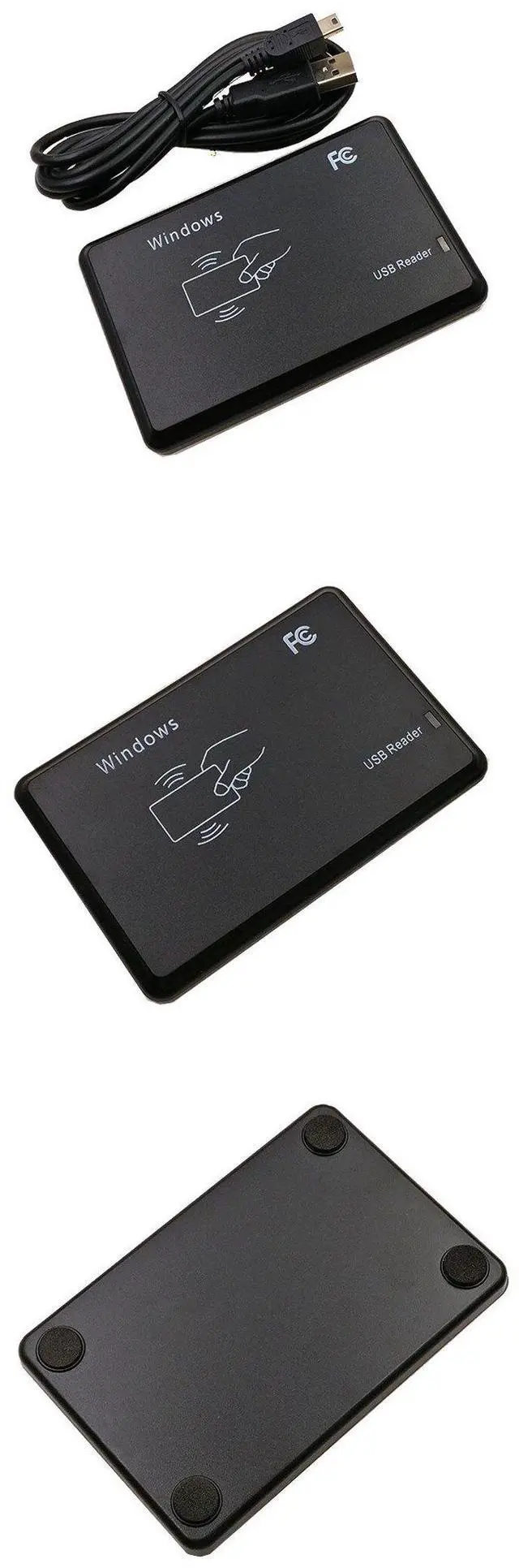 Alt view image 2 of 2 - AJMRTC 125KHz USB RFID Card Reader, Black Proximity Smart ID Card Reader, Plug & Play No Driver, Compatible with EM4100 EM4200 EM4305 T5577 TK4100 for Access Control Attendance System