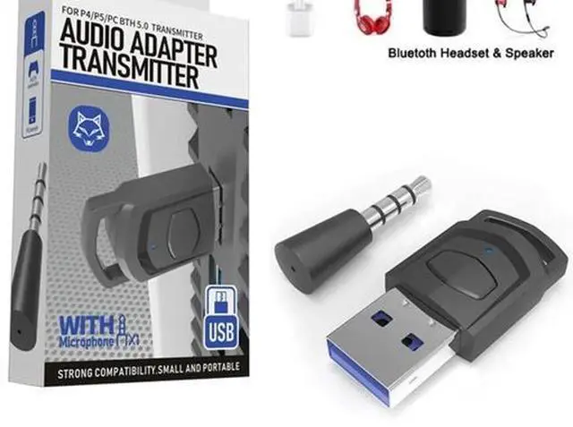 Alt view image 2 of 6 - AJMRTC Bluetooth 5.0 Audio Transmitter Adapter, Wireless Headphone Dongle Receiver for PS5, PS4, PC, Connect Bluetooth Headset & Speaker for Gaming Audio