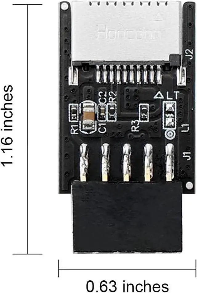 Alt view image 5 of 6 - Motherboard USB2.0 9Pin Header to USB3.2 20Pin Key-A Type-E Female Adapter Cable for Front USB-C Panel Mount
