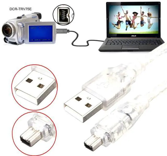 Alt view image 4 of 7 - USB 2.0 to IEEE1394 4Pin iLink Firewire Cable, Specially for SONY DCR-TRV75E MiniDV Camcorder, 4.92FT/1.5M DV Video Transfer Cord