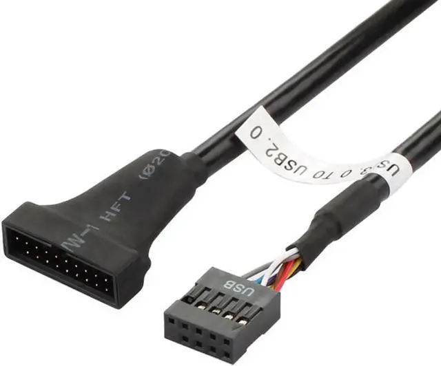 Main image of Motherboard Internal USB 2.0 9Pin Female to USB 3.0 20Pin Male Header Adapter Converter Cable, Black