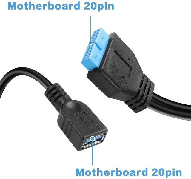 Alt view image 5 of 6 - Dual USB 3.0 A Female to Mainboard 19/20Pin Header Y Splitter Cable, 5Gbps High Speed Internal USB Expansion Adapter