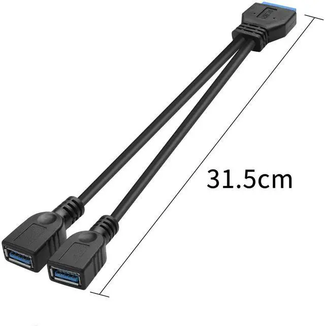 Alt view image 3 of 6 - Dual USB 3.0 A Female to Mainboard 19/20Pin Header Y Splitter Cable, 5Gbps High Speed Internal USB Expansion Adapter