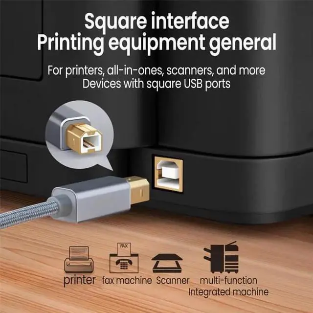 Alt view image 2 of 7 - USB C to Printer Cable,USB C to USB B Male Scanner Cord Compatible with DIMI, Google Chromebook Pixel, MacBook Pro, HP Canon Printers, iPad Pro and More Type-C Devices/Laptops, 10 ft.