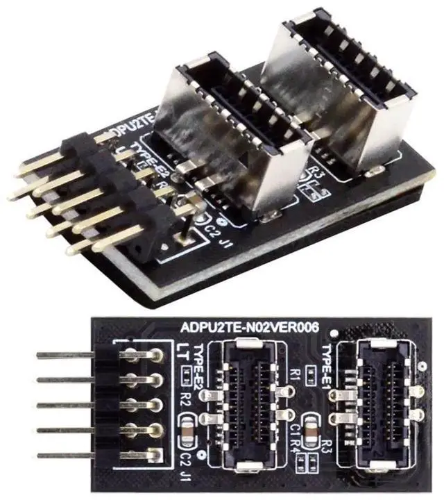 Alt view image 4 of 7 - Motherboard USB2.0 9/10Pin Header Splitter Cable, 1-to-2 Converter to USB2.0 + USB3.1 TypeE Front Panel Socket Internal Extension Cord