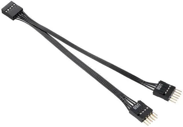Main image of USB2.0 9Pin Motherboard Header Splitter Cable 17.6CM, 1-in-2 Internal USB Port Expansion Adapter Compatible with NZXT & Most Desktop Mainboards