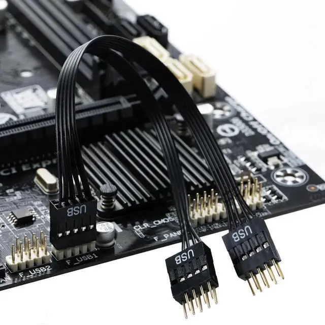 Alt view image 4 of 7 - USB2.0 9Pin Motherboard Header Splitter Cable 17.6CM, 1-in-2 Internal USB Port Expansion Adapter Compatible with NZXT & Most Desktop Mainboards