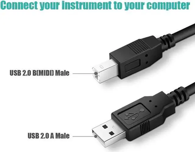 Alt view image 2 of 7 - 6FT USB 2.0 Type A to Type B MIDI Instrument Cable, Universal Cord for MIDI Keyboard, Digital Piano, Audio Interface & Printers