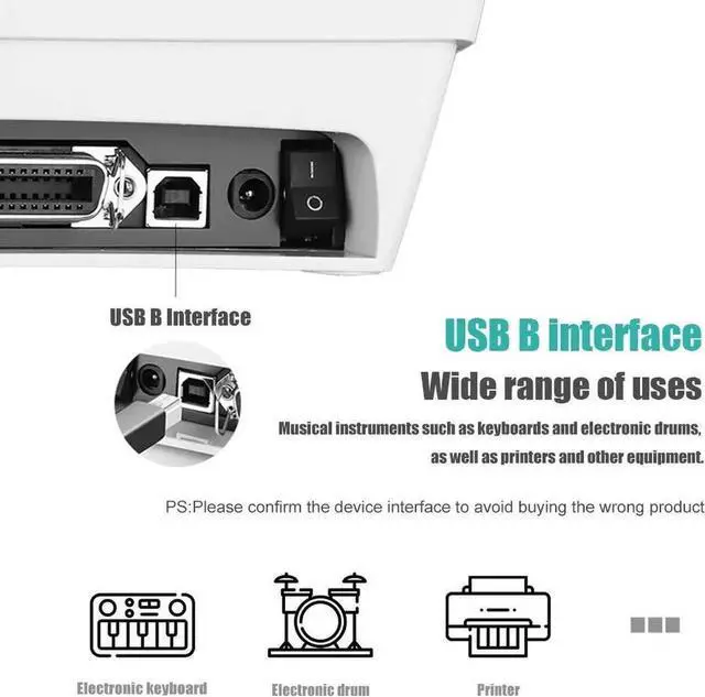 Alt view image 6 of 7 - 6FT USB 2.0 Type A to Type B MIDI Instrument Cable, Universal Cord for MIDI Keyboard, Digital Piano, Audio Interface & Printers