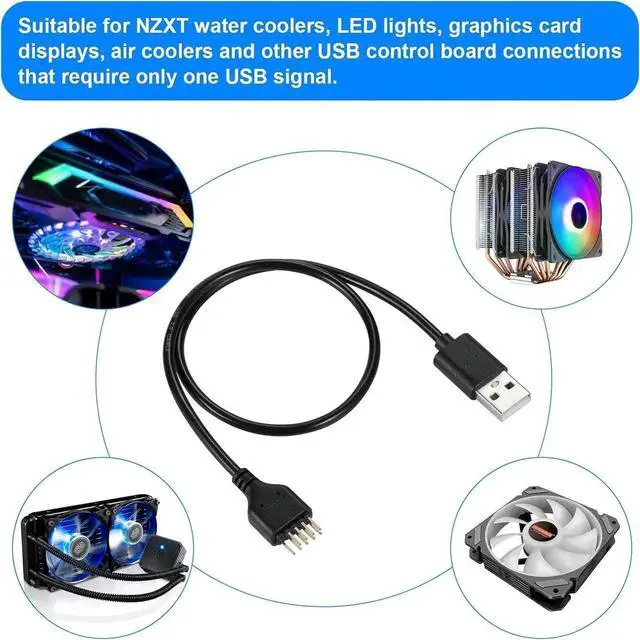 Alt view image 5 of 7 - Motherboard USB 2.0 9Pin Header to Standard USB-A Female Extension Cable, Internal Mainboard 9PIN to External Type-A Port Adapter Cord