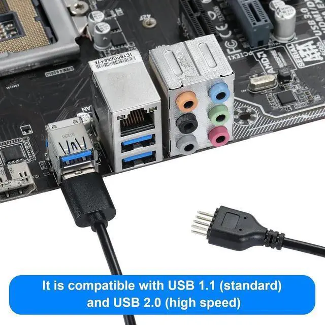 Alt view image 6 of 7 - Motherboard USB 2.0 9Pin Header to Standard USB-A Female Extension Cable, Internal Mainboard 9PIN to External Type-A Port Adapter Cord