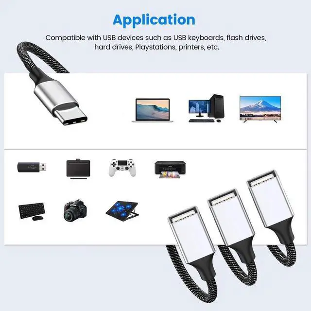 Alt view image 7 of 7 - 0.8FT USB-C Male to Dual USB-A 2.0 Female OTG Splitter Hub, 2-Port Type-C to Double USB-A Adapter for Phone, Laptop & Game Console