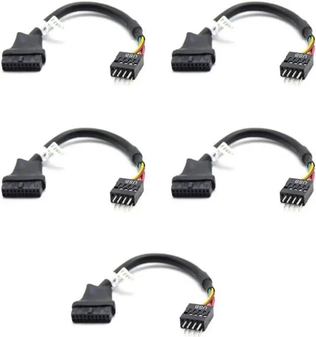 Alt view image 2 of 3 - 5-Pack USB3.0 20Pin Motherboard Header to USB2.0 9Pin Adapter Cable, Male-Female Cross-Gen Internal Mainboard Converter Cord