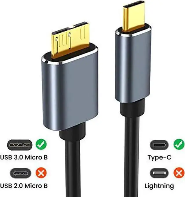 Alt view image 2 of 7 - 2M/6.6FT USB-C Male to Micro USB B External Hard Drive Cable, High-Speed Sync & Charging Cord for WD, Seagate, Toshiba Portable HDD & Galaxy S5