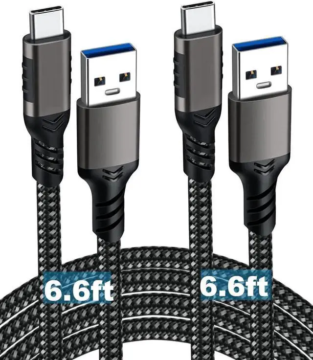 Main image of 2-Pack 6.6FT USB-A to USB-C Cable | USB3.2 Gen1 60W 3A Fast Charging & High-Speed Data Cord for Samsung Galaxy S23/S22/S21/S20 Ultra & All Type-C Devices