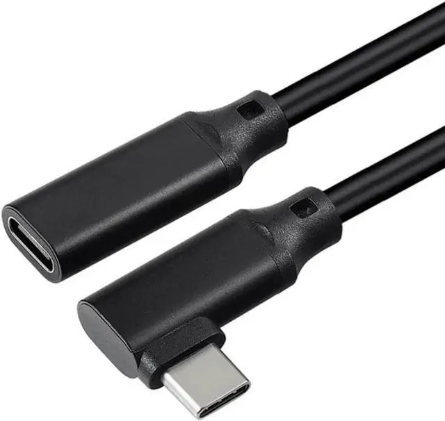 Main image of 8 Inch Black Left & Right 90 Degree Angled USB-C Male to Female Extension Adapter, USB3.1 Gen2 10Gbps 5A PD Fast Charge 4K@60Hz Video Audio Converter