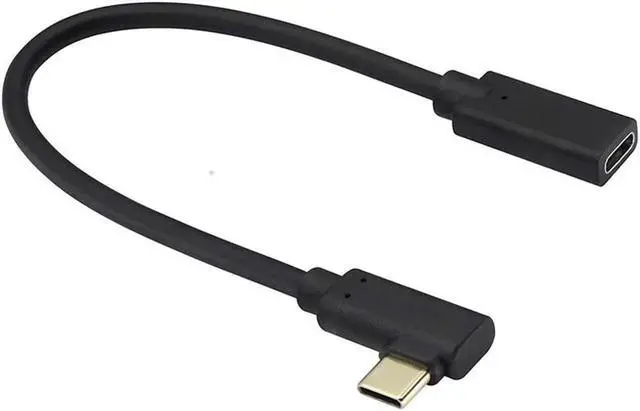 Alt view image 3 of 3 - 8 Inch Black Left & Right 90 Degree Angled USB-C Male to Female Extension Adapter, USB3.1 Gen2 10Gbps 5A PD Fast Charge 4K@60Hz Video Audio Converter