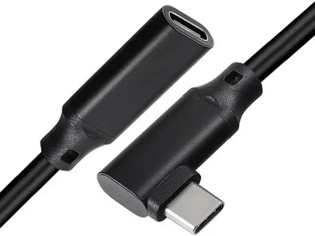 Alt view image 2 of 3 - 8 Inch Black Left & Right 90 Degree Angled USB-C Male to Female Extension Adapter, USB3.1 Gen2 10Gbps 5A PD Fast Charge 4K@60Hz Video Audio Converter