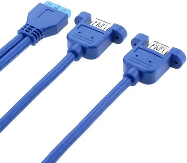 Alt view image 3 of 4 - 1.64FT Internal 20Pin USB3.0 Header to Dual USB3.0 Type-A Female Splitter Cable with Mount Holes & Mounting Screws