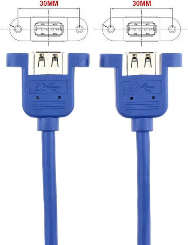 Alt view image 2 of 4 - 1.64FT Internal 20Pin USB3.0 Header to Dual USB3.0 Type-A Female Splitter Cable with Mount Holes & Mounting Screws