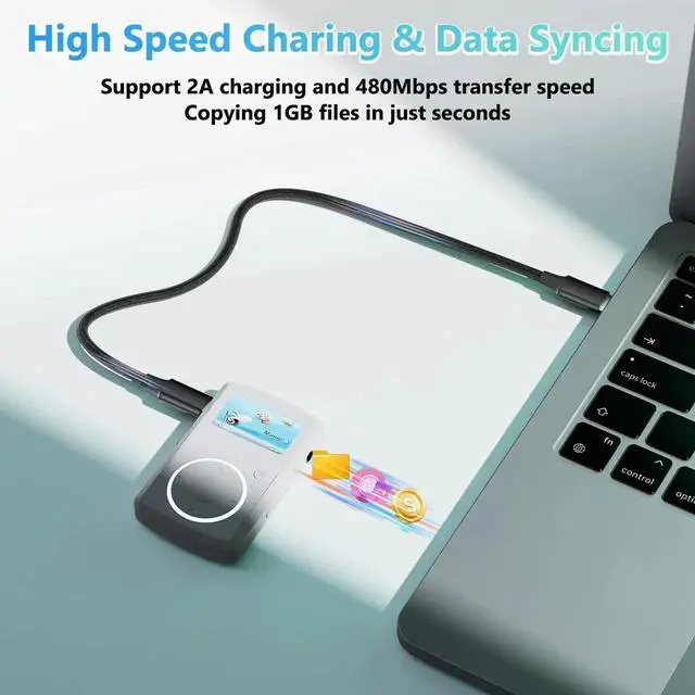 Alt view image 3 of 7 - 3.3FT/1M Braided USB-C to Mini 5-Pin USB Cable, OTG Data Sync & Charging Cord for Camera, Dash Cam, MP3, GPS
