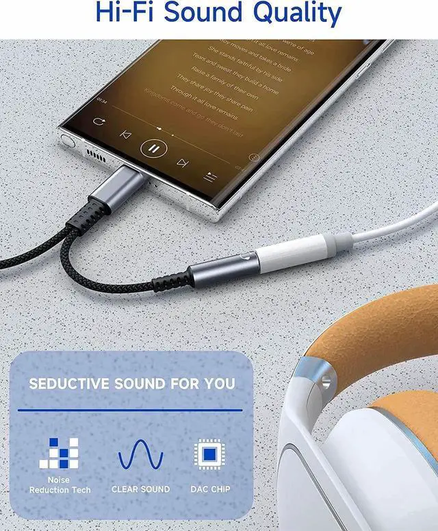 Alt view image 5 of 6 - 2-in-1 USB-C to 3.5mm Audio + PD Charging Adapter, 60W PD3.0 Fast Charge & Aux Headphone Jack Dongle for Galaxy S22/S21/S20/Note20, Pixel Series, iPad Pro