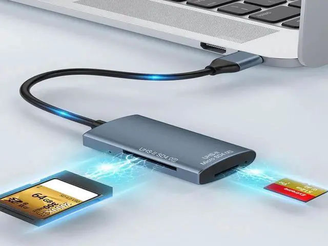 Alt view image 6 of 6 - 2-in-1 USBC UHSII SD4.0 Card Reader, Dual Slot SD & TF Micro SD Memory Card Reader OTG Supported for Phone, Laptop & Camera
