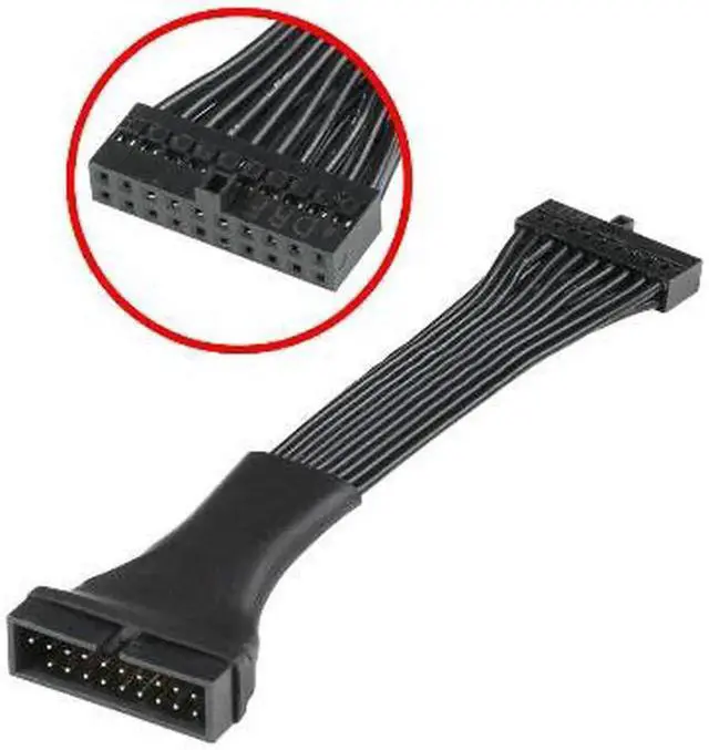 Alt view image 2 of 3 - 6 Inches Low Profile USB3.0 20Pin Internal Header Extension Cable, Slim Short Mainboard Header Extender Cord