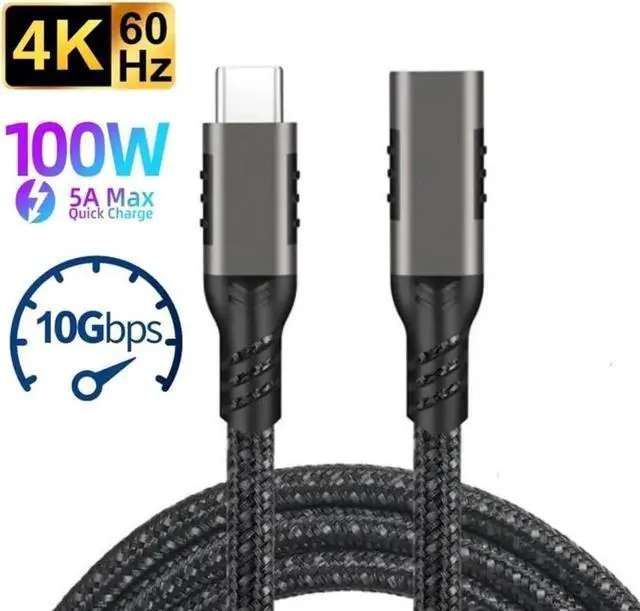 Main image of 3.3FT USB3.2 Gen2 USB-C Male to Female Extension Cable, 10Gbps Data & 100W 5A PD Fast Charging Type-C Extender Cord for PSVR2, MacBook M2, iPad Pro, MagSafe, XPS