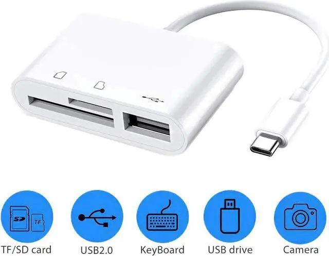 Main image of 3-in-1 USB-C OTG Card Reader, USB-C to SD + Micro SD + USB2.0 Female Camera Connection Kit for iPad Pro 11"/12.9"(2018), MacBook Pro & All USB-C Devices