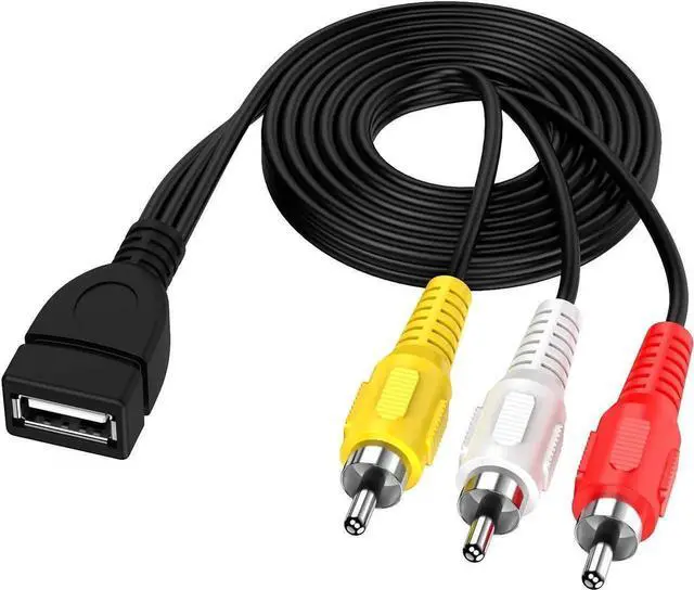 Main image of 5FT/1.5M USB2.0 Female to 3 RCA Male AV Cable, USB to RCA Composite Audio Video Cord for Camcorder, TV, PC & Mac