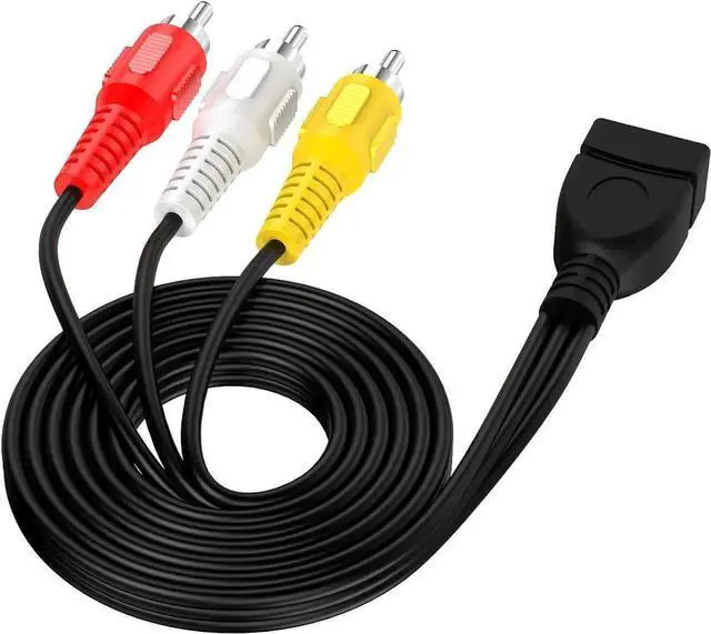 Alt view image 3 of 5 - 5FT/1.5M USB2.0 Female to 3 RCA Male AV Cable, USB to RCA Composite Audio Video Cord for Camcorder, TV, PC & Mac