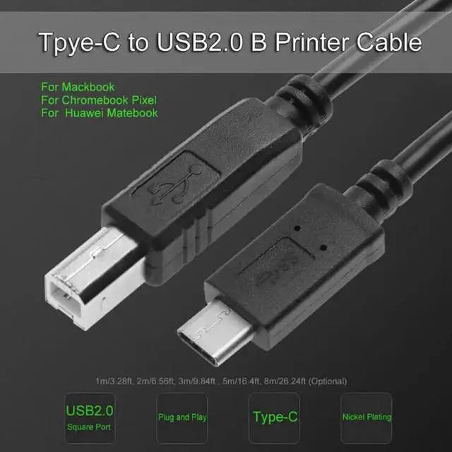 Alt view image 4 of 4 - USB 2.0 Type C Male to USB B Male Printer Cable for MacBook, Printers & Scanners