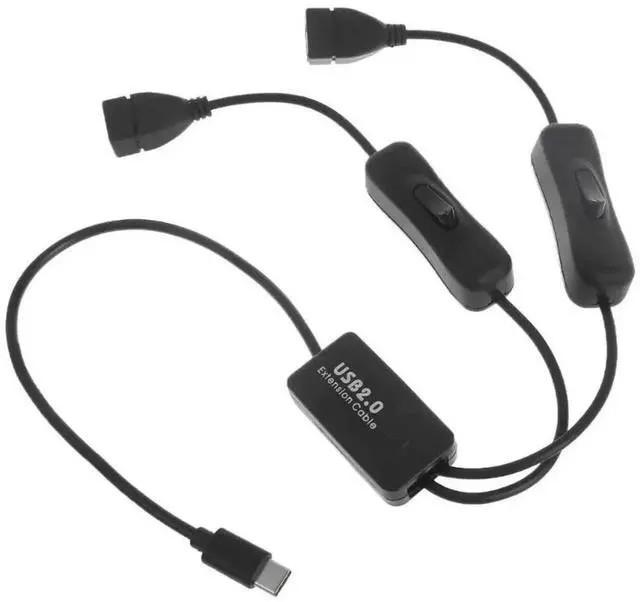 Alt view image 3 of 3 - 2-in-1 USB3.1 Type-C Male to Dual USB2.0 Female OTG Hub Converter Cable