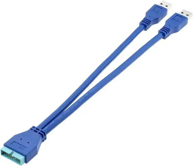 Main image of 10 Inch 20Pin Motherboard Header to Dual USB3.0 Type-A Male Splitter Adapter Cable