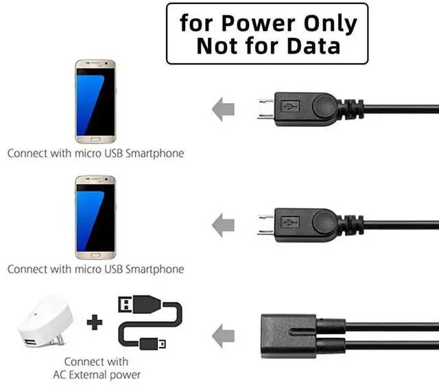 Alt view image 5 of 7 - 0.3M/0.98FT 1-to-2 USB-C to Dual Micro USB Charging Splitter Cable