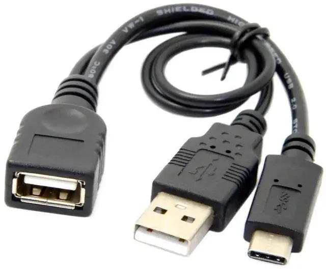 Main image of USBC to USBA USB2.0 OTG Adapter Cable with Supplementary Power Supply