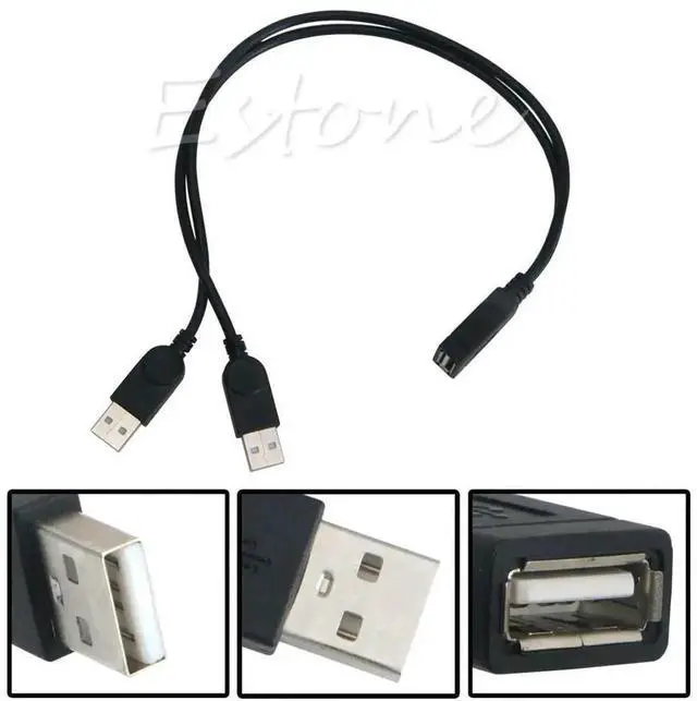 Main image of 1PCS 25cm USB 2.0 1 Female to 2 Male Y Splitter Cable, One-to-Two Data & Power Extension Cord