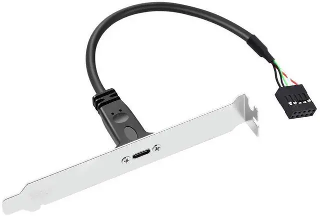 Alt view image 2 of 7 - Single Port Internal PC Cable | Motherboard 9/10Pin USB2.0 Header to USBC Female with Mount Bracket